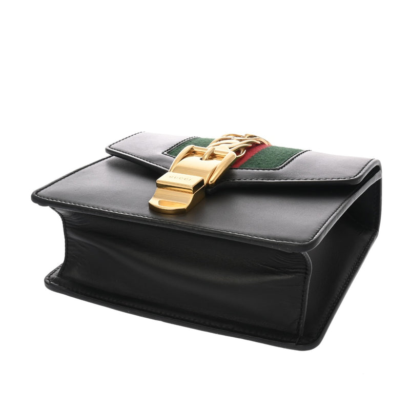 GUCCI グッチ シルヴィ ミニ チェーンショルダー ブラック 431666 レディース レザー ショルダーバッグ ABランク 中古 銀蔵