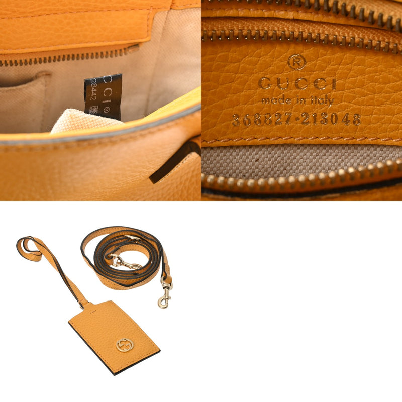 GUCCI グッチ スウィング ミニ トップハンドル 2WAY イエロー 368827 レディース レザー ハンドバッグ Bランク 中古 銀蔵