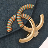 CHANEL シャネル マトラッセ 2WAYバッグ ブルー レディース キャビアスキン ハンドバッグ Bランク 中古 銀蔵