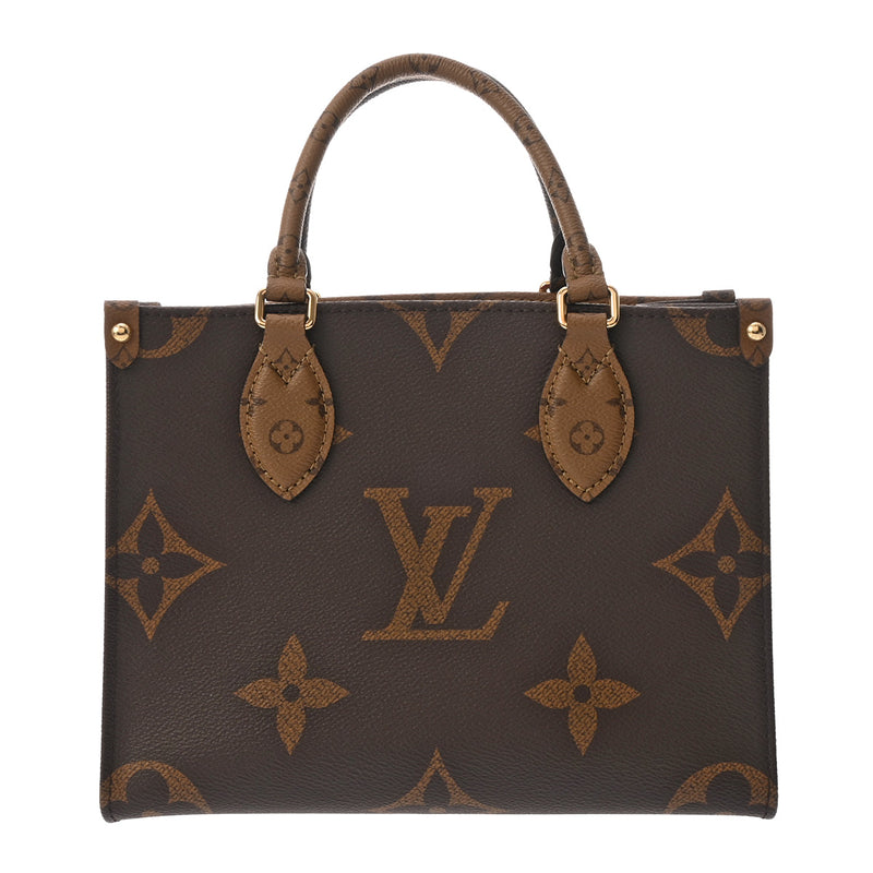 LOUIS VUITTON ルイヴィトン モノグラムリバース オンザゴー PM ブラウン M46373 レディース モノグラムキャンバス ハンドバッグ 新同 中古 銀蔵