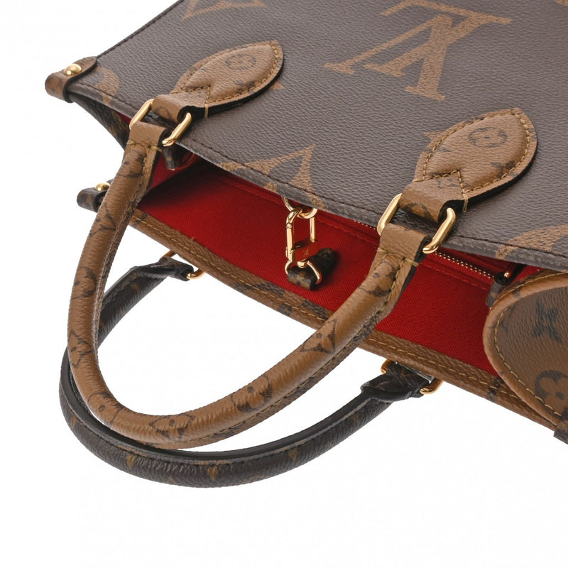 LOUIS VUITTON ルイヴィトン モノグラムリバース オンザゴー PM ブラウン M46373 レディース モノグラムキャンバス ハンドバッグ 新同 中古 銀蔵