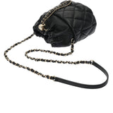 CHANEL シャネル マトラッセ チェーンショルダー 巾着 ブラック レディース ラムスキン ショルダーバッグ ABランク 中古 銀蔵