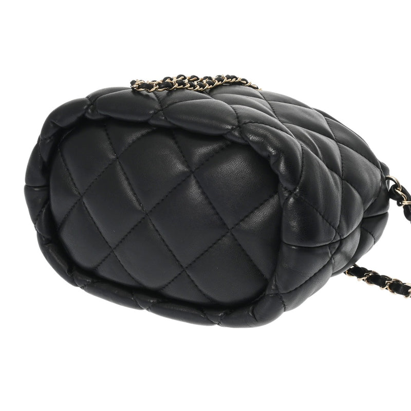 CHANEL シャネル マトラッセ チェーンショルダー 巾着 ブラック レディース ラムスキン ショルダーバッグ ABランク 中古 銀蔵