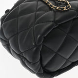 CHANEL シャネル マトラッセ チェーンショルダー 巾着 ブラック レディース ラムスキン ショルダーバッグ ABランク 中古 銀蔵