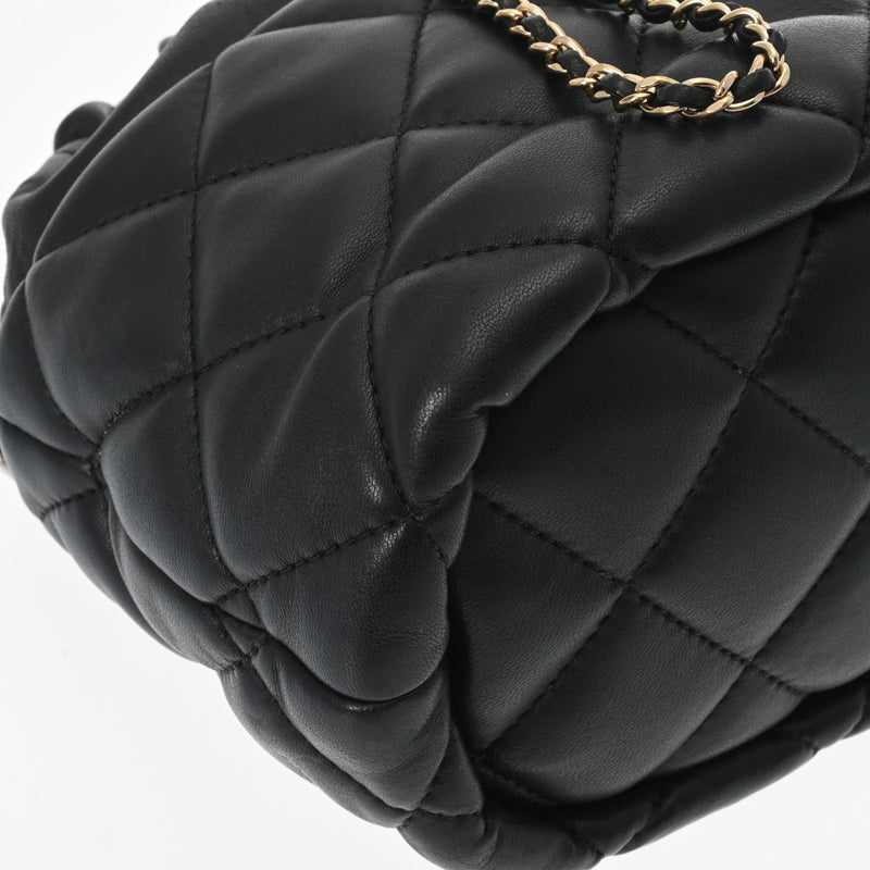 CHANEL シャネル マトラッセ チェーンショルダー 巾着 ブラック レディース ラムスキン ショルダーバッグ ABランク 中古 銀蔵