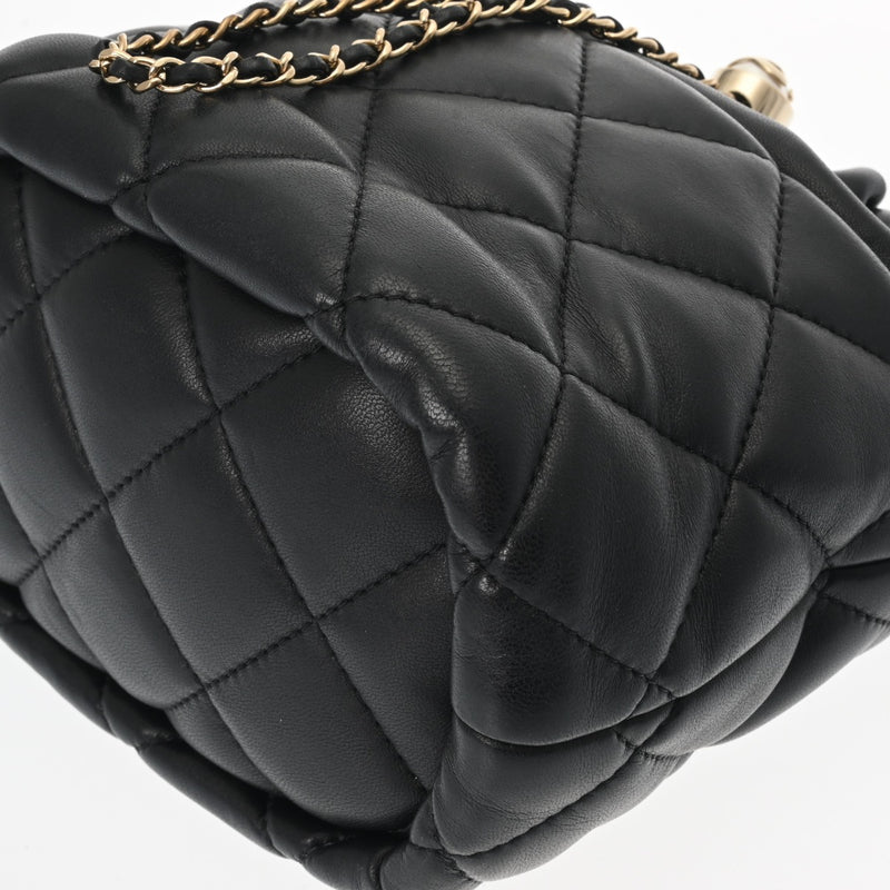 CHANEL シャネル マトラッセ チェーンショルダー 巾着 ブラック レディース ラムスキン ショルダーバッグ ABランク 中古 銀蔵