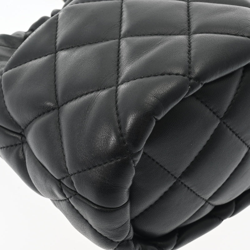 CHANEL シャネル マトラッセ チェーンショルダー 巾着 ブラック レディース ラムスキン ショルダーバッグ ABランク 中古 銀蔵