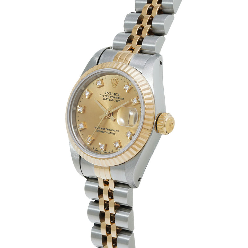 ロレックス デイトジャスト 69173G X番(1991年頃製造) シャンパン/ダイヤモンド レディース 腕時計 自動巻き 中古 銀蔵