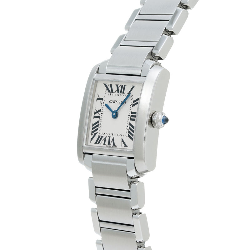 カルティエ タンク フランセーズ SM W51008Q3 ホワイト レディース 腕時計 クォーツ 中古 銀蔵