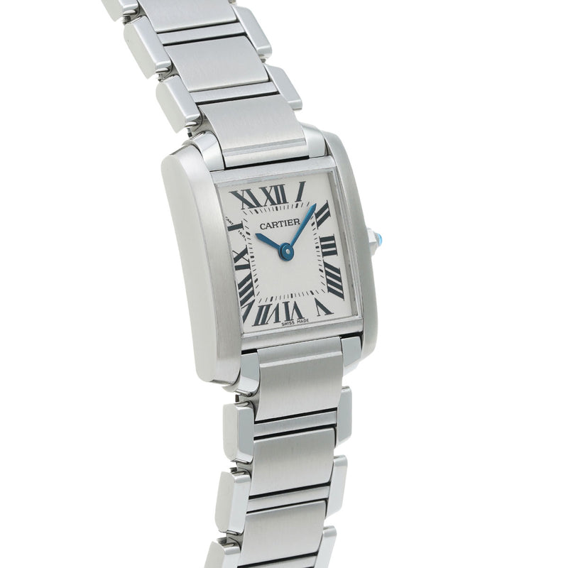 カルティエ タンク フランセーズ SM W51008Q3 ホワイト レディース 腕時計 クォーツ 中古 銀蔵