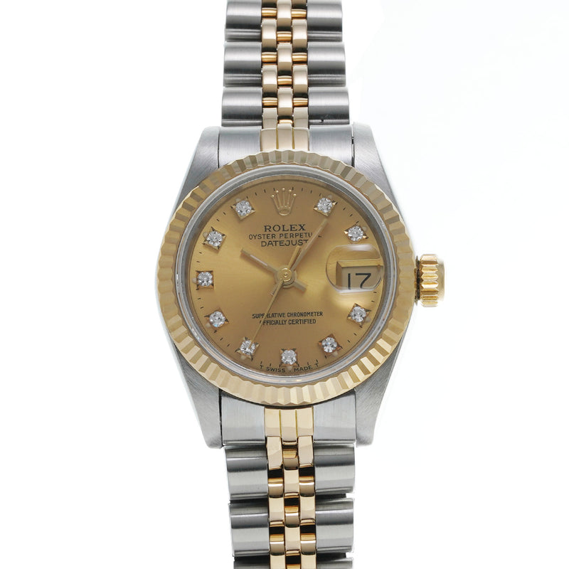 ロレックス デイトジャスト 10Pダイヤ 69173G E番(1990年頃製造) シャンパン/ダイヤモンド レディース 腕時計 自動巻き 中古 銀蔵