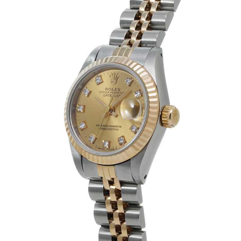 ロレックス デイトジャスト 10Pダイヤ 69173G E番(1990年頃製造) シャンパン/ダイヤモンド レディース 腕時計 自動巻き 中古 銀蔵