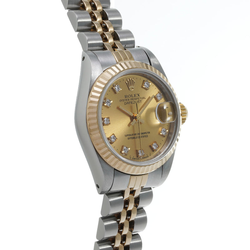 ロレックス デイトジャスト 10Pダイヤ 69173G E番(1990年頃製造) シャンパン/ダイヤモンド レディース 腕時計 自動巻き 中古 銀蔵
