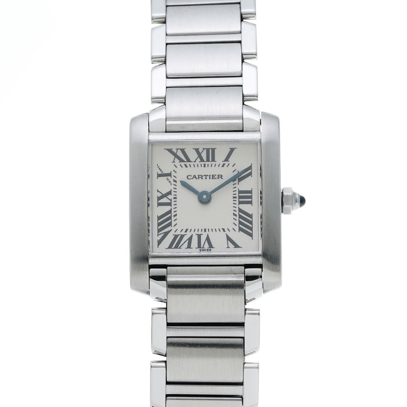カルティエ タンク フランセーズ SM W51008Q3 ホワイト レディース 腕時計 クォーツ 中古 銀蔵