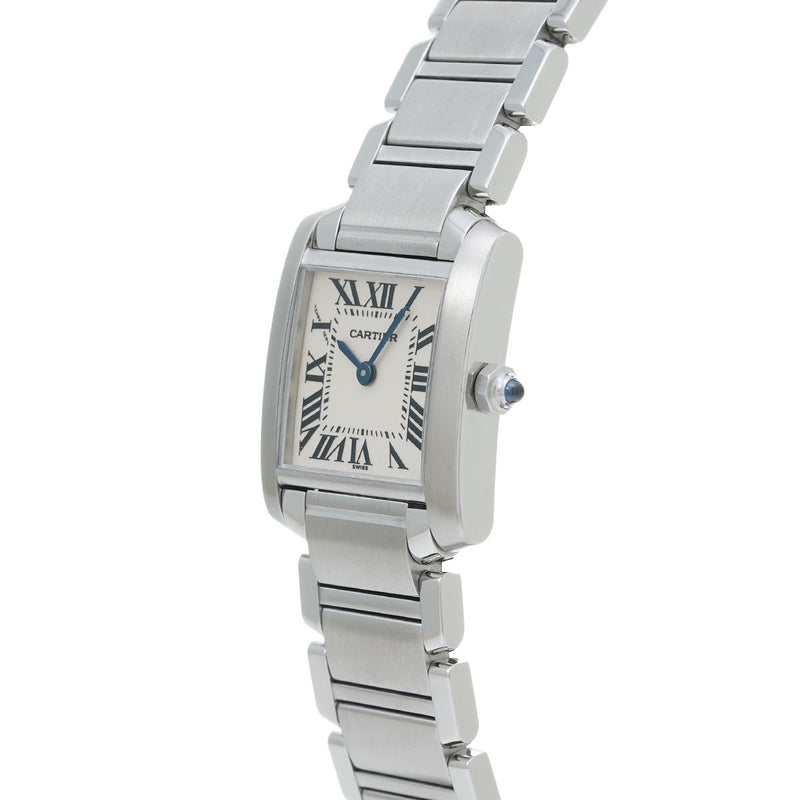 カルティエ タンク フランセーズ SM W51008Q3 ホワイト レディース 腕時計 クォーツ 中古 銀蔵