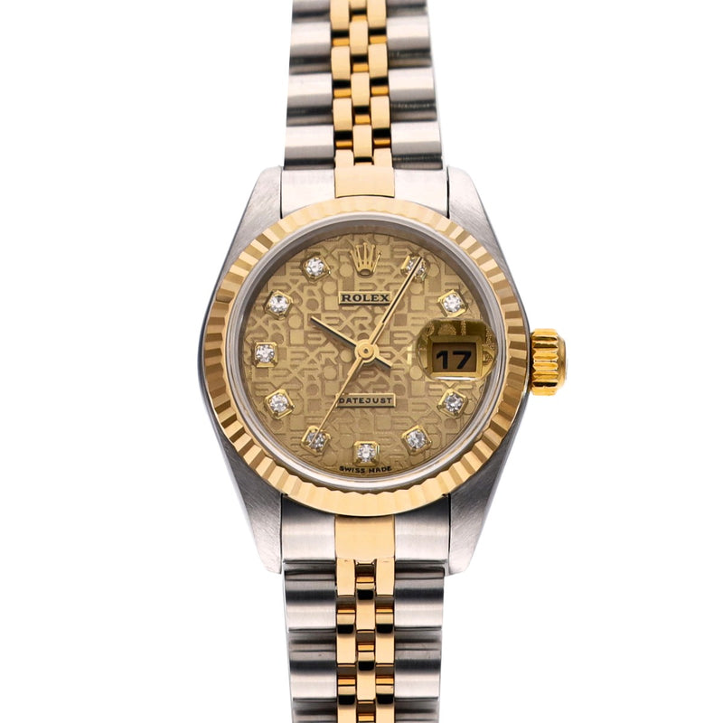 ロレックス デイトジャスト 10Pダイヤ 79173G K番(2001年頃製造) シャンパンコンピュータ/ダイヤモンド レディース 腕時計 自動巻き 中古 銀蔵