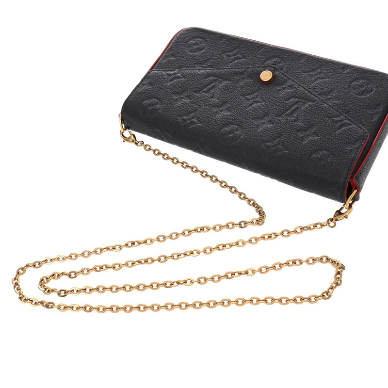 LOUIS VUITTON ルイヴィトン モノグラムアンプラント ポシェット フェリシー マリーヌルージュ M64099 レディース レザー チェーンウォレット Aランク 中古 銀蔵