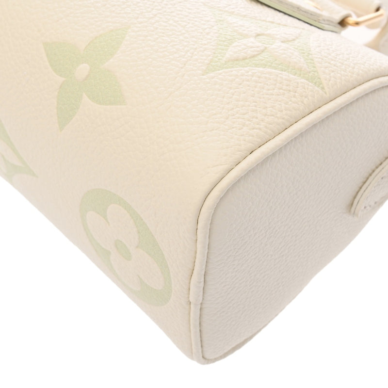 LOUIS VUITTON ルイヴィトン モノグラムアンプラント ナノスピーディ オフホワイト/グリーン M24169 レディース レザー ショルダーバッグ 新同 中古 銀蔵