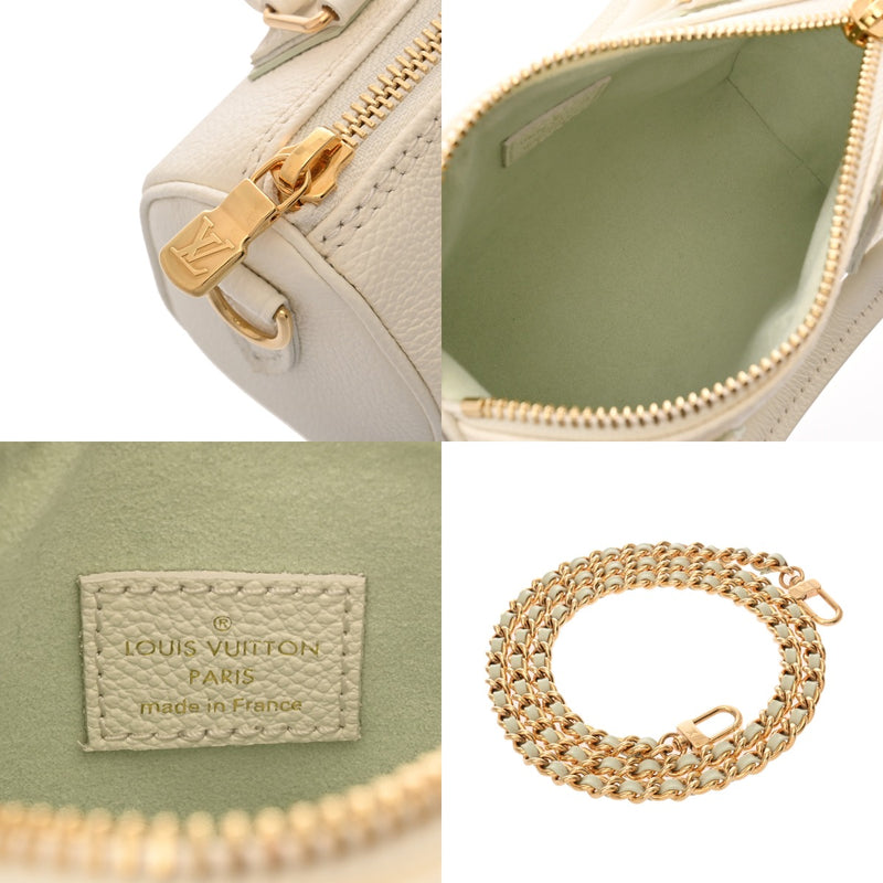 LOUIS VUITTON ルイヴィトン モノグラムアンプラント ナノスピーディ オフホワイト/グリーン M24169 レディース レザー ショルダーバッグ 新同 中古 銀蔵