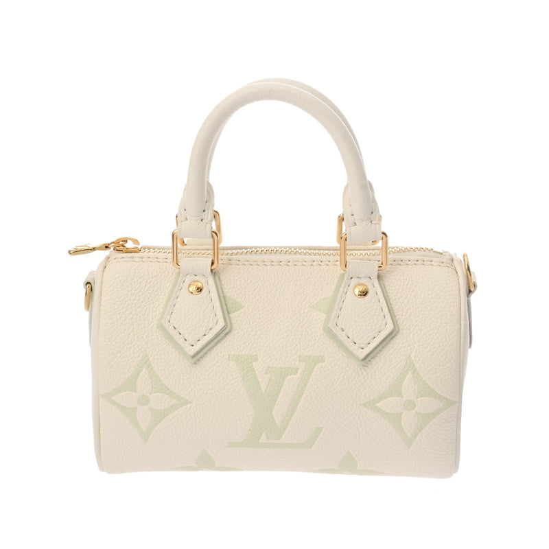 LOUIS VUITTON ルイヴィトン モノグラムアンプラント ナノスピーディ オフホワイト/グリーン M24169 レディース レザー ショルダーバッグ 新同 中古 銀蔵