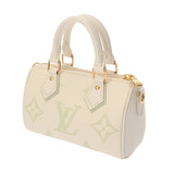 LOUIS VUITTON ルイヴィトン モノグラムアンプラント ナノスピーディ オフホワイト/グリーン M24169 レディース レザー ショルダーバッグ 新同 中古 銀蔵