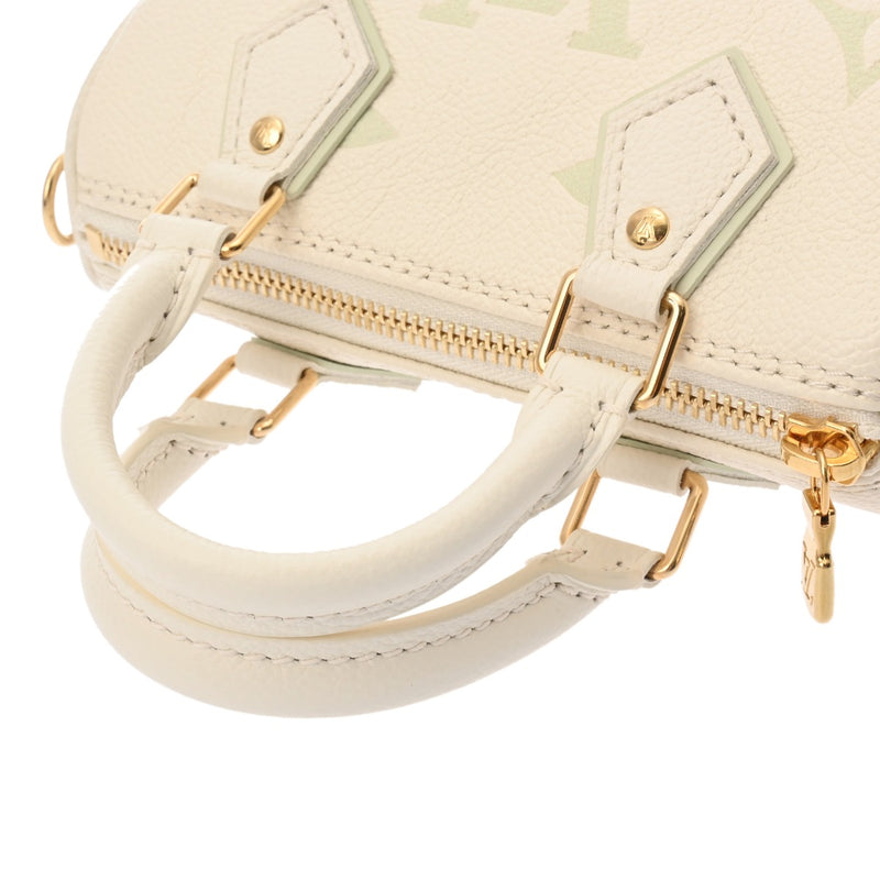 LOUIS VUITTON ルイヴィトン モノグラムアンプラント ナノスピーディ オフホワイト/グリーン M24169 レディース レザー ショルダーバッグ 新同 中古 銀蔵