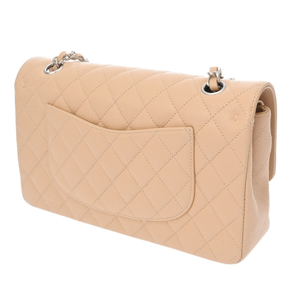 CHANEL シャネル マトラッセ チェーンショルダー Wフラップ 25cm ベージュ A01112 レディース キャビアスキン ショルダーバッグ 新同 中古 銀蔵
