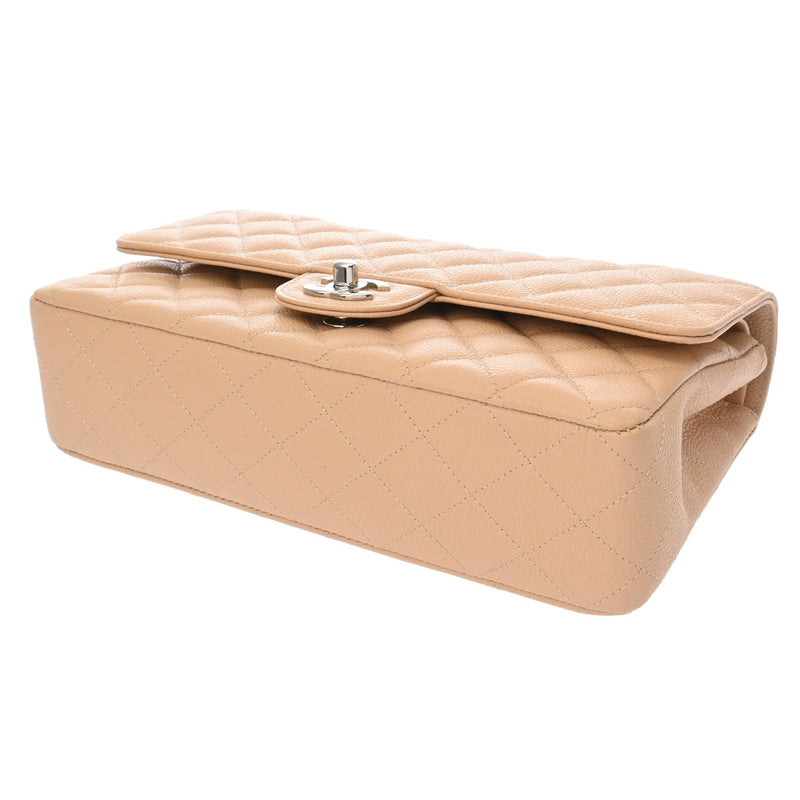 CHANEL シャネル マトラッセ チェーンショルダー Wフラップ 25cm ベージュ A01112 レディース キャビアスキン ショルダーバッグ 新同 中古 銀蔵
