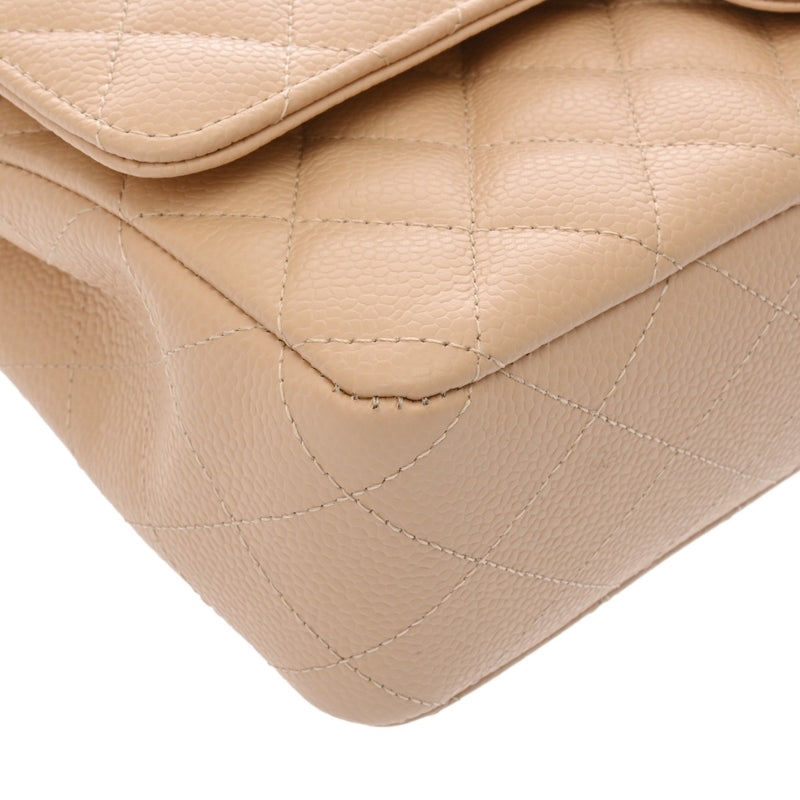 CHANEL シャネル マトラッセ チェーンショルダー Wフラップ 25cm ベージュ A01112 レディース キャビアスキン ショルダーバッグ 新同 中古 銀蔵
