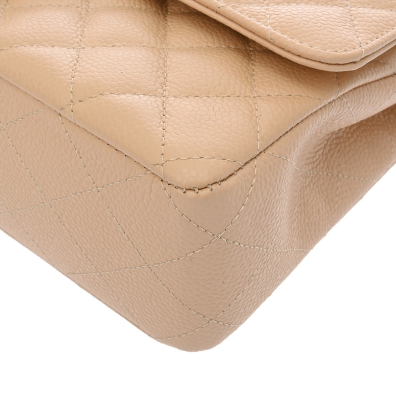 CHANEL シャネル マトラッセ チェーンショルダー Wフラップ 25cm ベージュ A01112 レディース キャビアスキン ショルダーバッグ 新同 中古 銀蔵