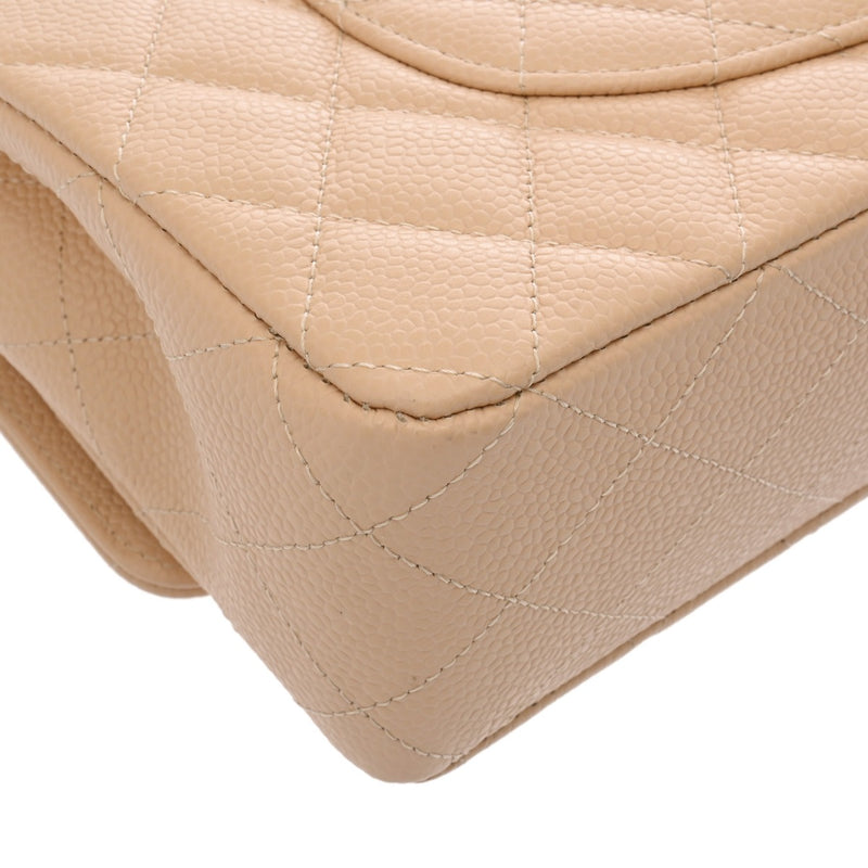 CHANEL シャネル マトラッセ チェーンショルダー Wフラップ 25cm ベージュ A01112 レディース キャビアスキン ショルダーバッグ 新同 中古 銀蔵