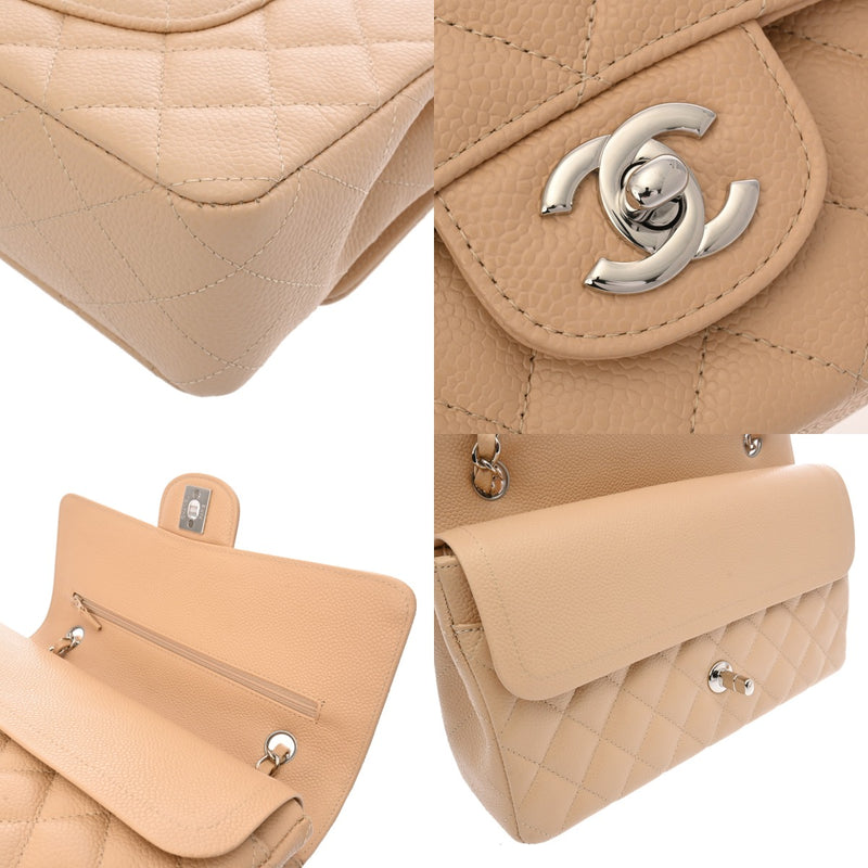 CHANEL シャネル マトラッセ チェーンショルダー Wフラップ 25cm ベージュ A01112 レディース キャビアスキン ショルダーバッグ 新同 中古 銀蔵