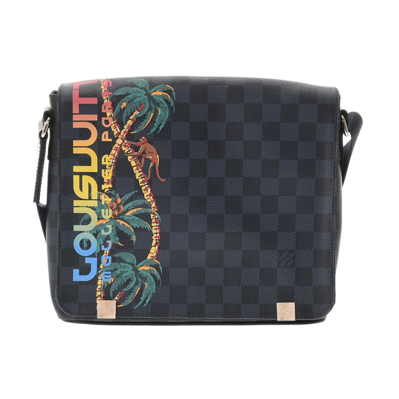 LOUIS VUITTON ルイヴィトン ダミエコバルト ディストリクトPM パームツリープリント 黒/ネイビー  N50005 メンズ ダミエキャンバス ショルダーバッグ ABランク 中古 銀蔵