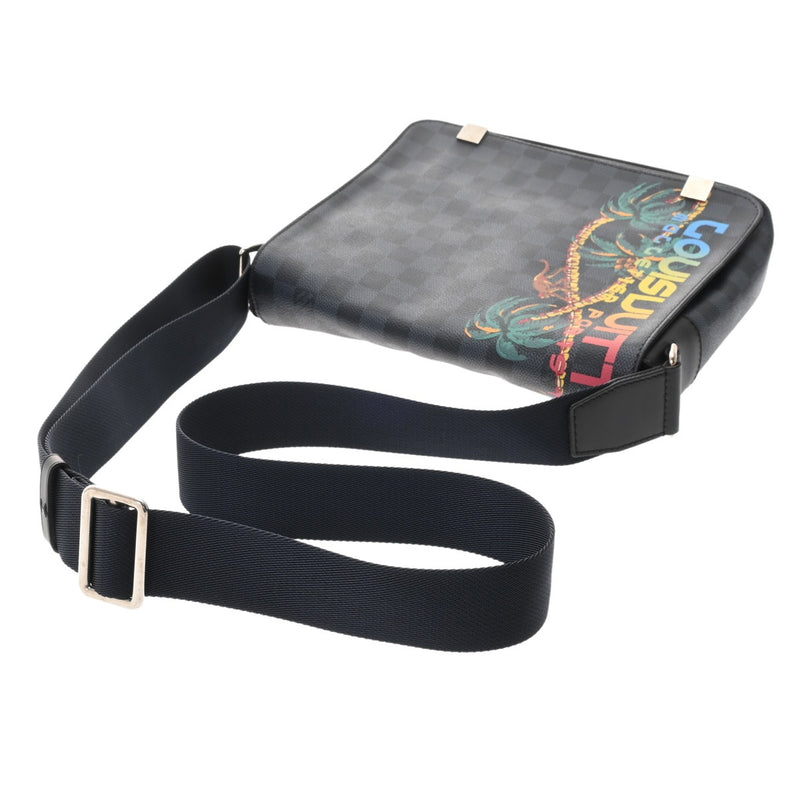 LOUIS VUITTON ルイヴィトン ダミエコバルト ディストリクトPM パームツリープリント 黒/ネイビー  N50005 メンズ ダミエキャンバス ショルダーバッグ ABランク 中古 銀蔵