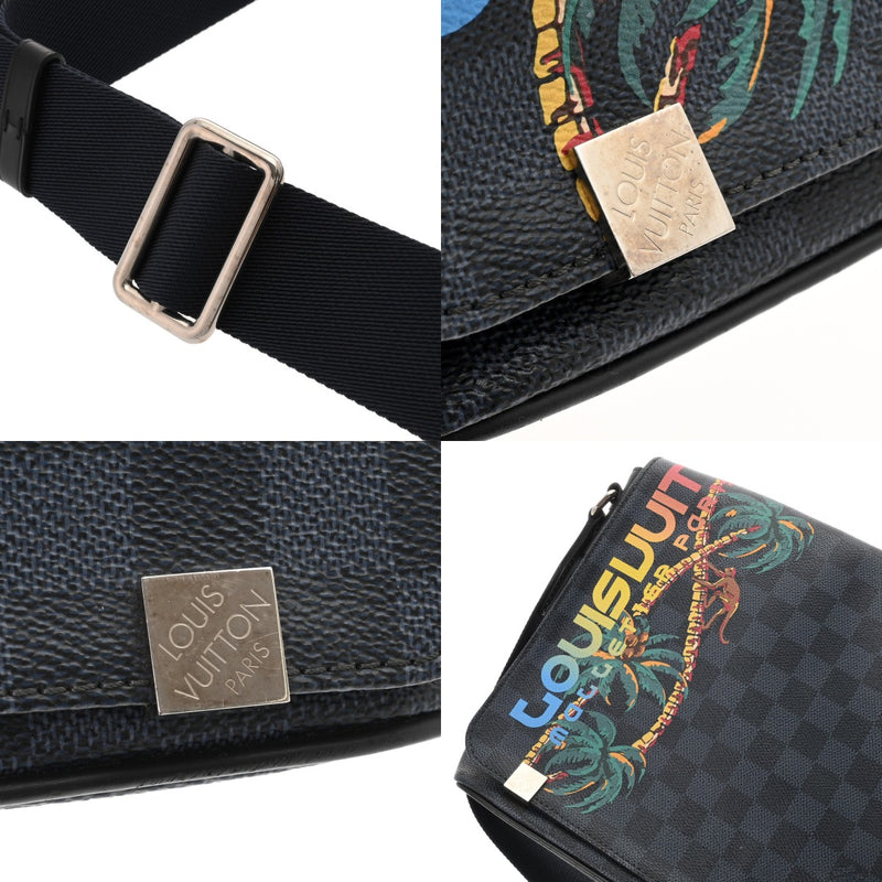 LOUIS VUITTON ルイヴィトン ダミエコバルト ディストリクトPM パームツリープリント 黒/ネイビー  N50005 メンズ ダミエキャンバス ショルダーバッグ ABランク 中古 銀蔵