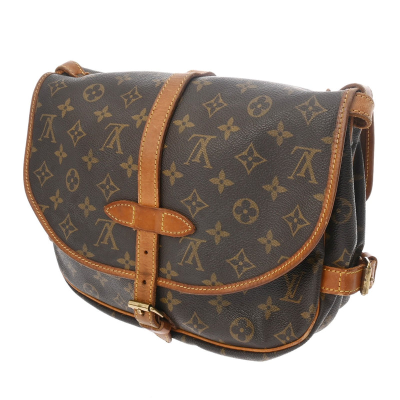 LOUIS VUITTON ルイヴィトン モノグラム ソミュール 30 ブラウン M42256 レディース モノグラムキャンバス ショルダーバッグ Bランク 中古 銀蔵