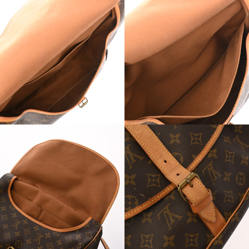 LOUIS VUITTON ルイヴィトン モノグラム ソミュール 35 ブラウン M42254 レディース モノグラムキャンバス ショルダーバッグ Bランク 中古 銀蔵