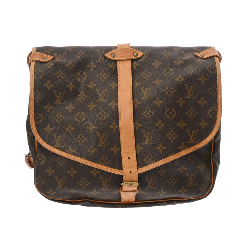 LOUIS VUITTON ルイヴィトン モノグラム ソミュール 35 ブラウン M42254 レディース モノグラムキャンバス ショルダーバッグ Bランク 中古 銀蔵
