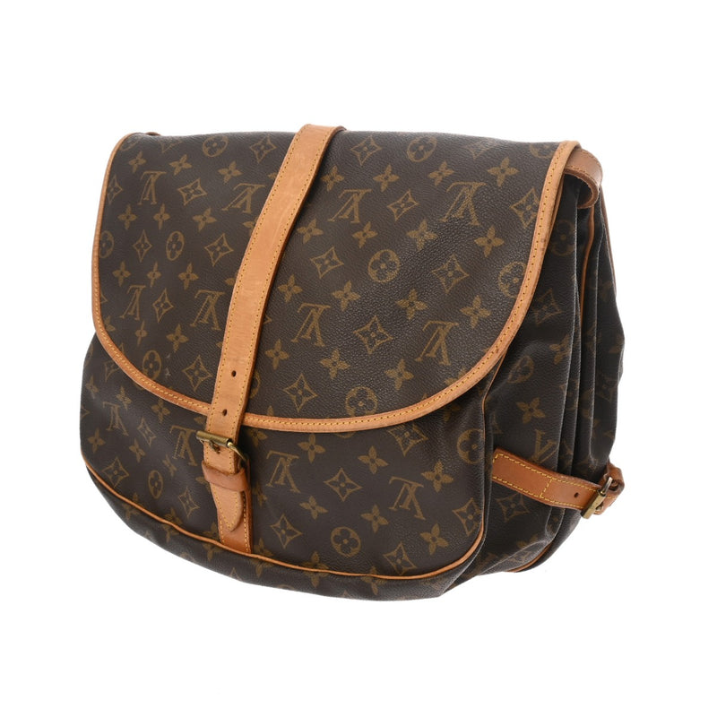 LOUIS VUITTON ルイヴィトン モノグラム ソミュール 35 ブラウン M42254 レディース モノグラムキャンバス ショルダーバッグ Bランク 中古 銀蔵