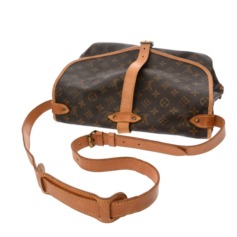 LOUIS VUITTON ルイヴィトン モノグラム ソミュール 35 ブラウン M42254 レディース モノグラムキャンバス ショルダーバッグ Bランク 中古 銀蔵