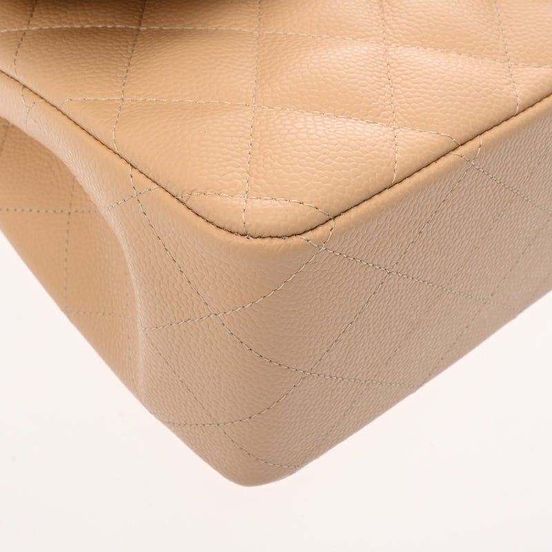 CHANEL シャネル マトラッセ チェーンショルダー Wフラップ 30cm ベージュ A58600 レディース キャビアスキン ショルダーバッグ Aランク 中古 銀蔵
