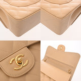 CHANEL シャネル マトラッセ チェーンショルダー Wフラップ 30cm ベージュ A58600 レディース キャビアスキン ショルダーバッグ Aランク 中古 銀蔵