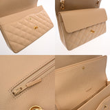 CHANEL シャネル マトラッセ チェーンショルダー Wフラップ 30cm ベージュ A58600 レディース キャビアスキン ショルダーバッグ Aランク 中古 銀蔵