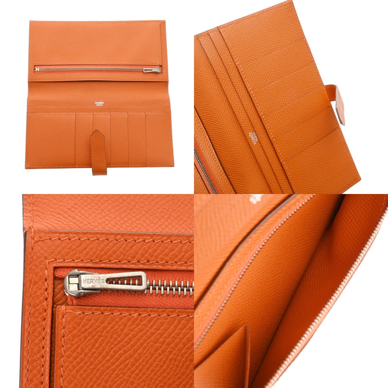 HERMES エルメス ベアン オレンジ □K刻印(2007年頃) レディース ヴォーエプソン 長財布 ABランク 中古 銀蔵
