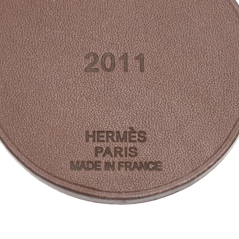 HERMES エルメス ラビット うさぎモチーフ バッグチャーム 2011年限定 ブラウン/ライトブルー ユニセックス スイフト シェーブル キーホルダー ABランク 中古 銀蔵