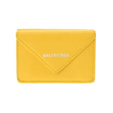 BALENCIAGA バレンシアガ ペーパー ミニ ウォレット イエロー 391446 ユニセックス レザー 三つ折り財布 ABランク 中古 銀蔵