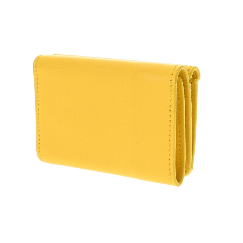 BALENCIAGA バレンシアガ ペーパー ミニ ウォレット イエロー 391446 ユニセックス レザー 三つ折り財布 ABランク 中古 銀蔵
