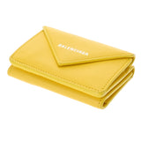 BALENCIAGA バレンシアガ ペーパー ミニ ウォレット イエロー 391446 ユニセックス レザー 三つ折り財布 ABランク 中古 銀蔵