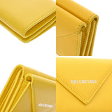 BALENCIAGA バレンシアガ ペーパー ミニ ウォレット イエロー 391446 ユニセックス レザー 三つ折り財布 ABランク 中古 銀蔵