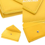 BALENCIAGA バレンシアガ ペーパー ミニ ウォレット イエロー 391446 ユニセックス レザー 三つ折り財布 ABランク 中古 銀蔵